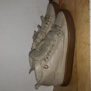 Balenciaga Arena Beige Leather High Top Shoe Sz 41